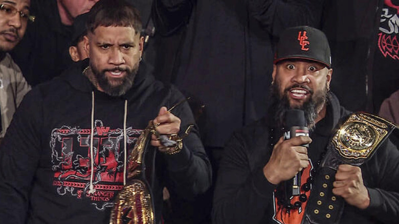 The Usos in the crowd