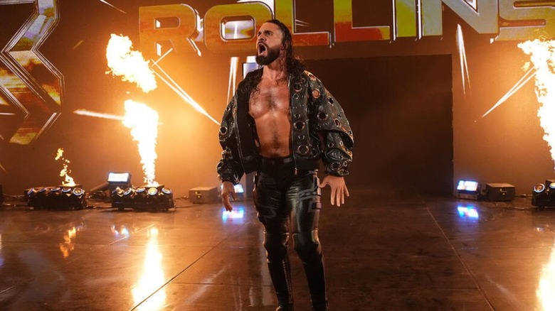 Seth Rollins makes his entrance before a match on WWE Raw