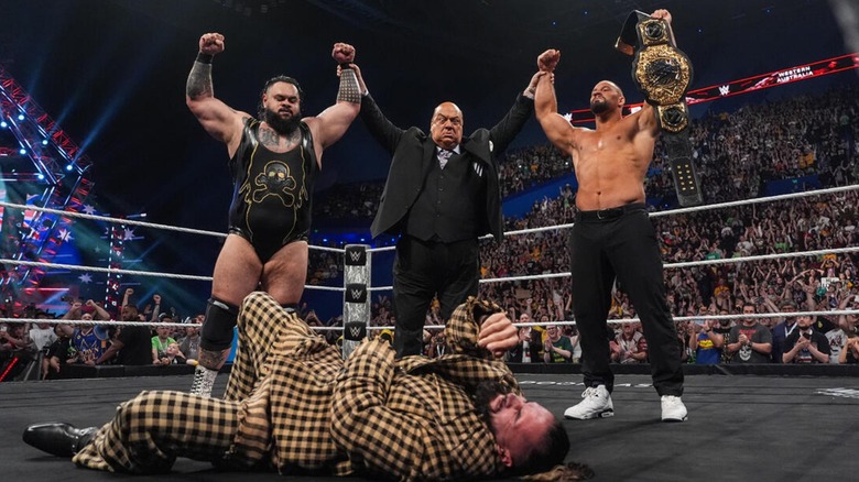 Bronson Reed, Bron Breakker and Paul Heyman after they betrayed Seth Rollins on 