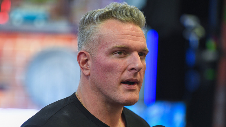 Pat McAfee is interviewed during Super Bowl LX Radio Row at Moscone Center West