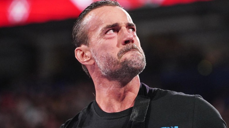 CM Punk looking sad. Or angry. Or both