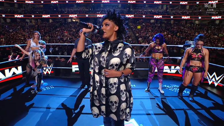 All four women in the ring during the ring annoucement