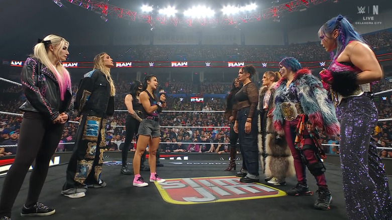 All ten women staring one another down