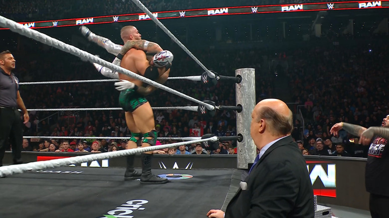 Theory setting up for the Fallaway Slam on Rey