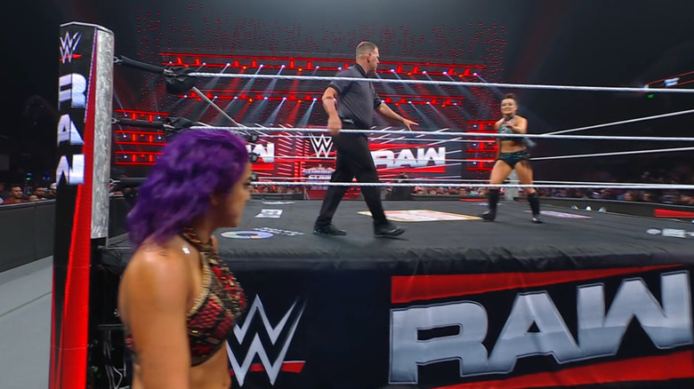 Bayley and Valkyria staring each other down