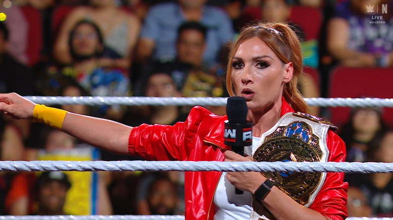 Lynch speaking in the ring