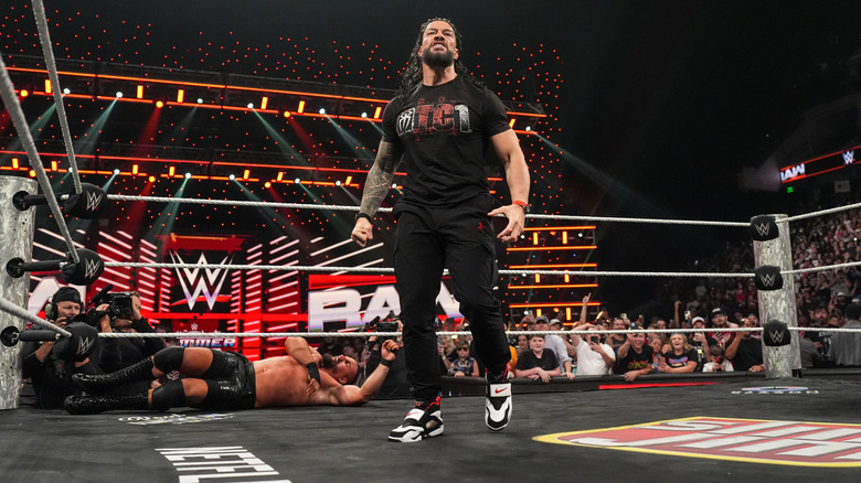 Reigns standing tall in the ring