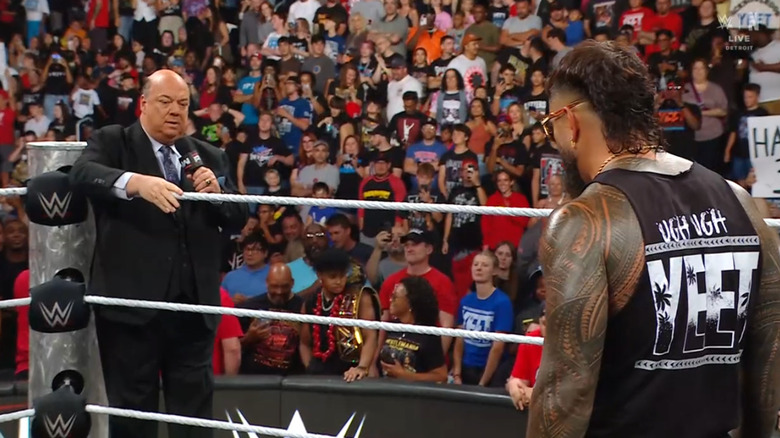 Jey staring down Heyman