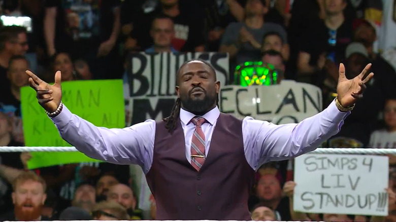 Oba Femi kicks of "WWE Raw"