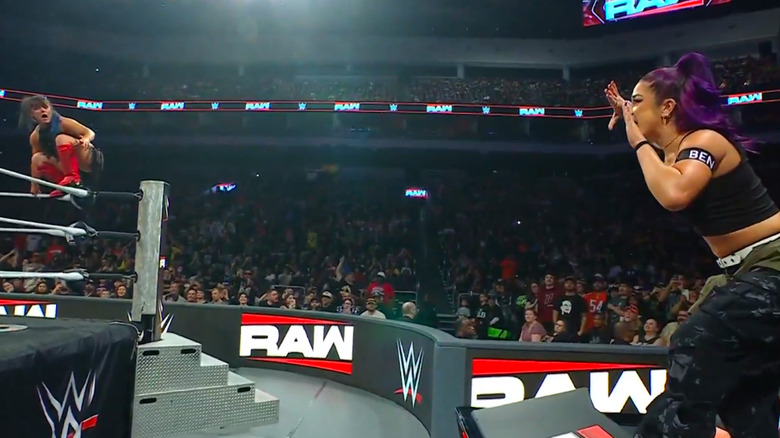 Bayley wearing a BEN armbrand