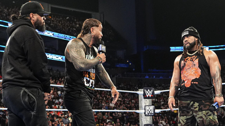 The Usos in the ring with Jacob Fatu
