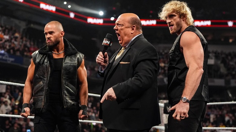 Austin Theory, Paul Heyman, and Logan Paul on WWE Raw