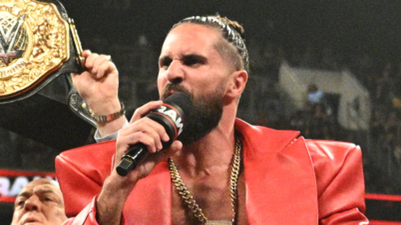 Seth Rollins, either speaking or yelling