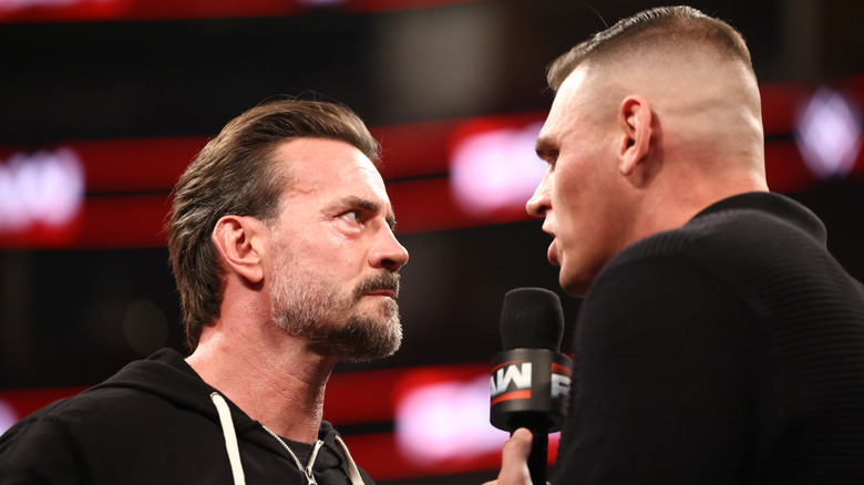 CM Punk and Gunther face off during Monday Night RAW at Toyota Center on July 21, 2025 in Houston, Texas.