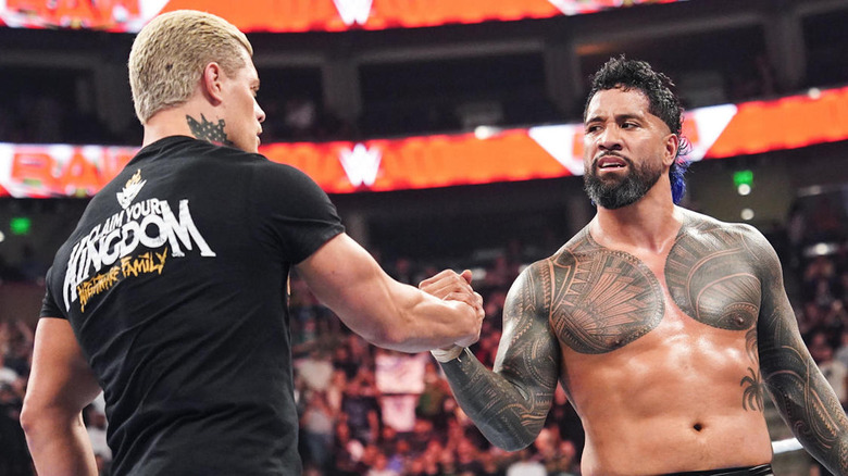 Cody Rhodes and Jey Uso shake hands