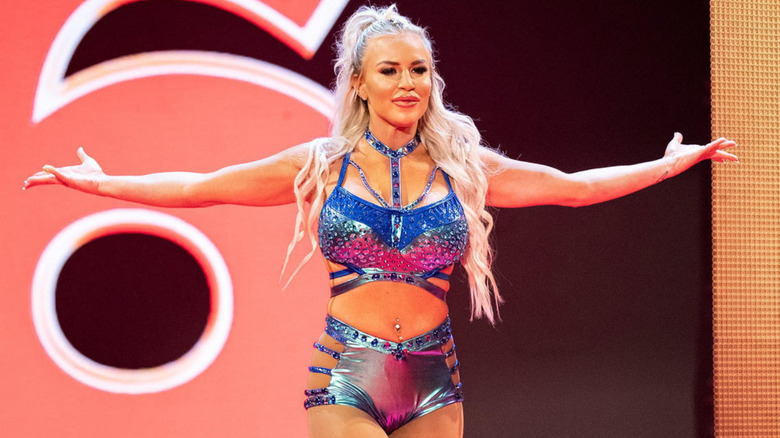 Dana Brooke wearing blue ring gear