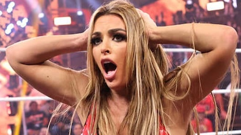 Mandy Rose reacting on NXT