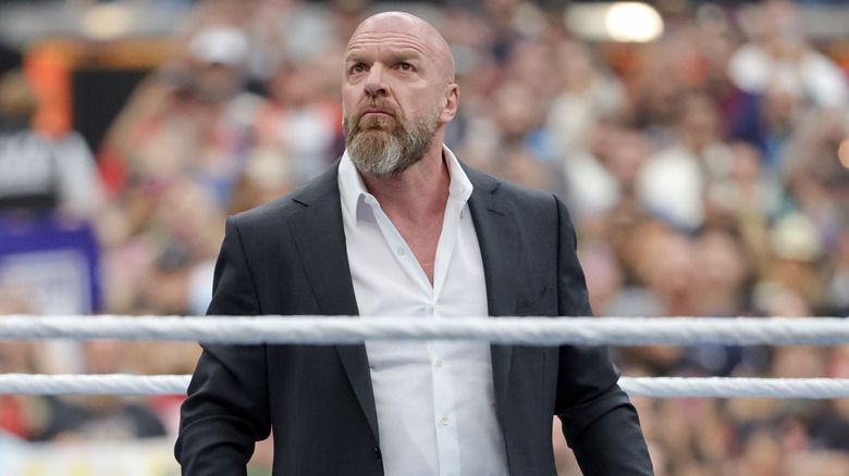 Triple H looks out into the crowd as he introduces this year's WrestleMania 41