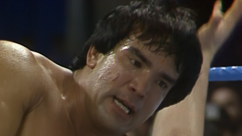 Close-up of Ricky Steamboat wrestling