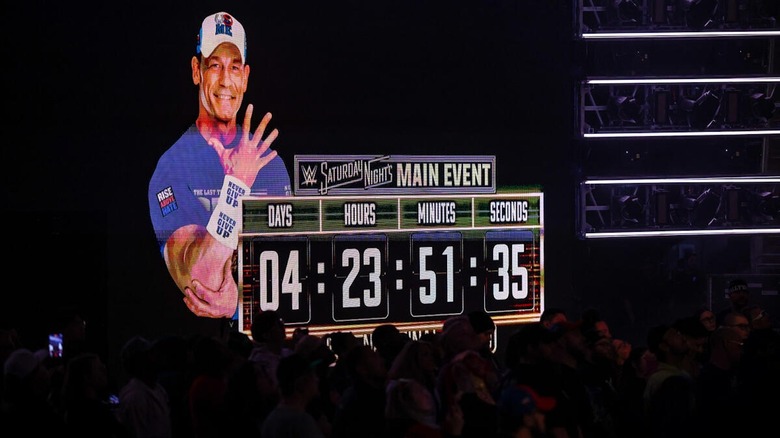 A graphic of a John Cena countdown clock on "WWE Raw"