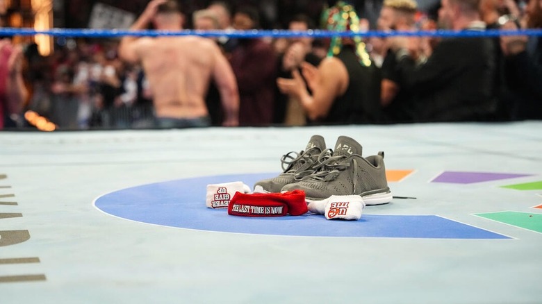 John Cena leaves his shoes in the ring at Saturday Night's Main Event