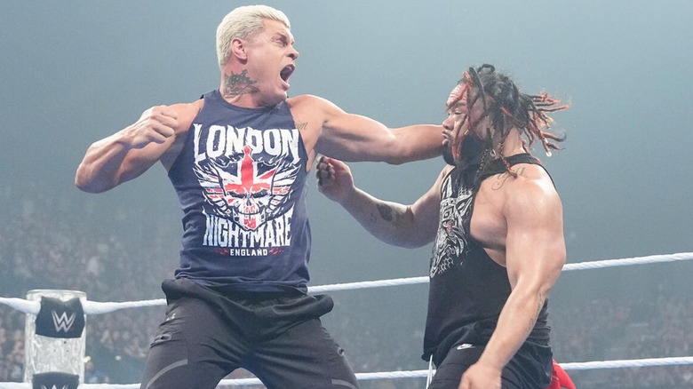 Cody Rhodes brawling with Jacob Fatu on "WWE SmackDown"
