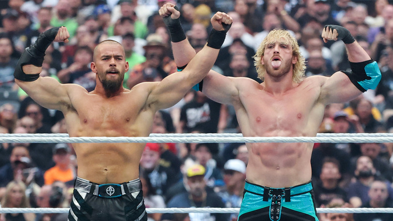 World Tag Team Champions Logan Paul and Austin Theory