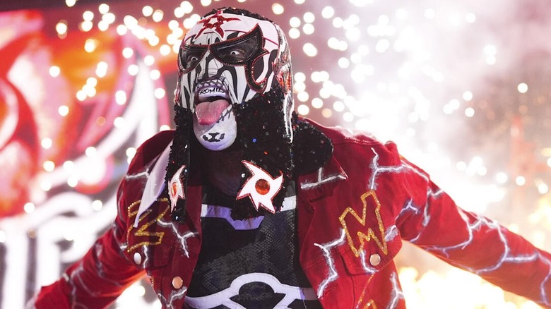 Penta posing with his tongue out on "WWE Raw"