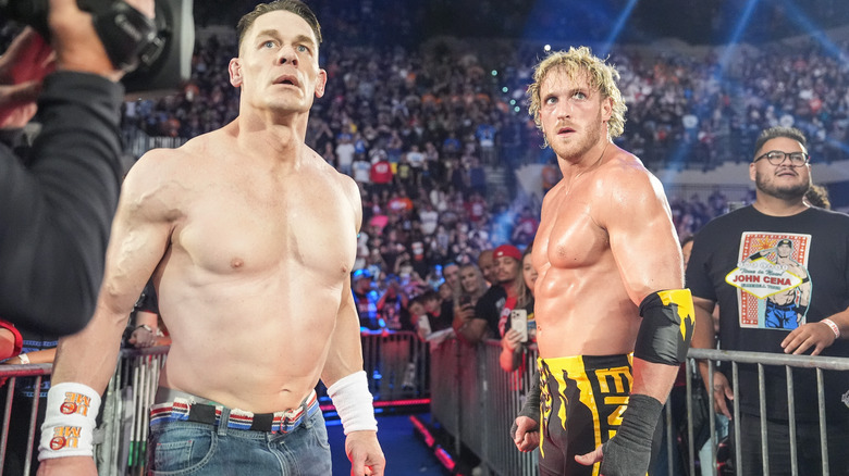 John Cena and Logan Paul at "WWE Saturday Night's Main Event"