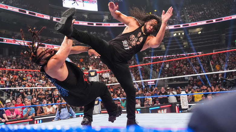 Tala Tonga drops Jacob Fatu with a boot on "WWE Saturday Night's Main Event"