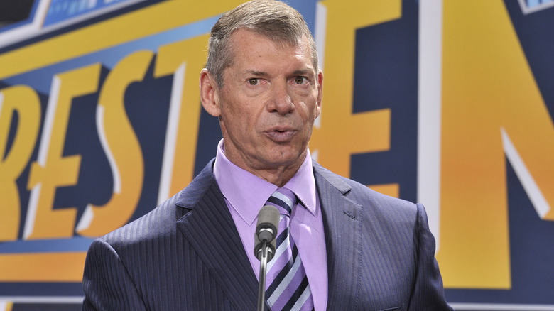 Vince McMahon at a press conference announcing the location of WrestleMania 29, 2019