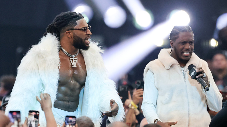 Trick Williams (L) walks to the ring with Lil Yachty before Williams' match against Sami Zayn for the United States Championship during WrestleMania 42 at Allegiant Stadium on April 19, 2026 in Las Vegas, Nevada.