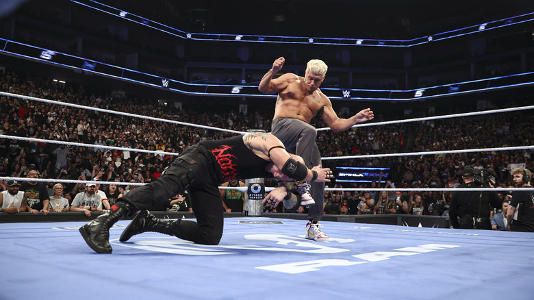 Cody Rhodes punts Baron Corbin in the head on "WWE SmackDown"