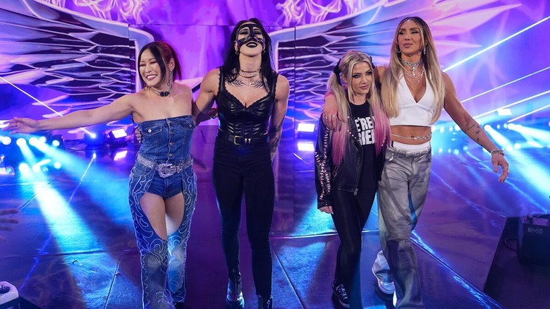 IYO SKY, Rhea Ripley, Alexa Bliss and Charlotte Flair on "WWE SmackDown"
