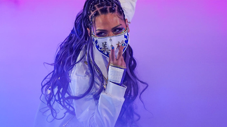 Giulia poses while making her entrance on "WWE SmackDown"