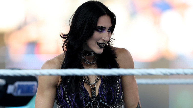 Rhea Ripley glowers at her opponent