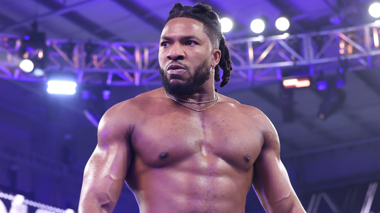 Trick Williams with an intense look on his face