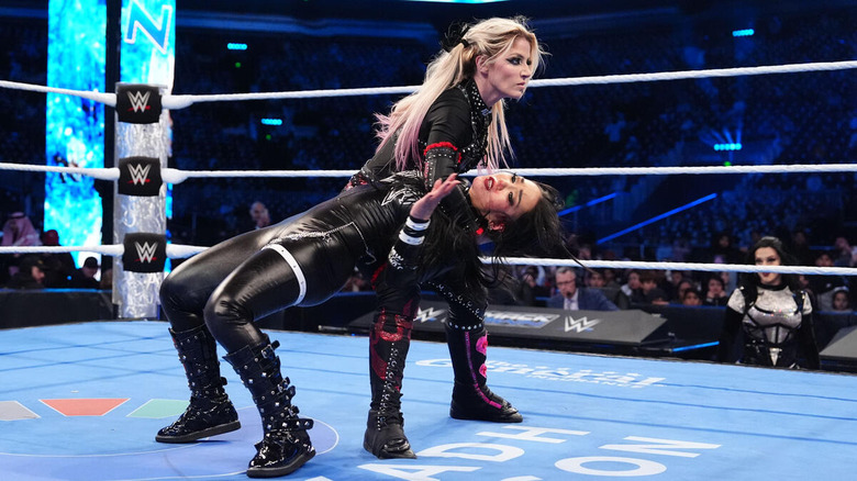 Alexa Bliss prepares to deliver Sister Abigal to Roxanne Perez on "WWE SmackDown"