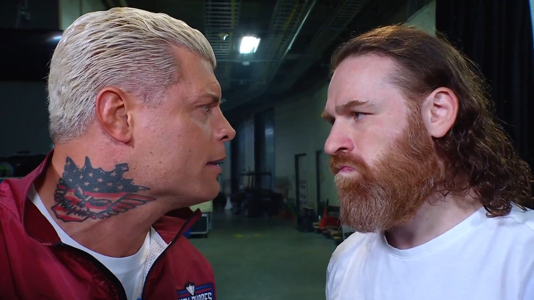 Cody Rhodes and Sami Zayn backstage on "WWE SmackDown"