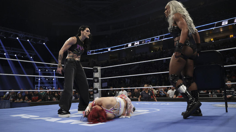 Rhea Ripley and Jade Cargill face off over a fallen IYO SKY on "WWE SmackDown"
