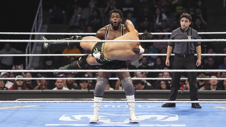 Royce Keys prepares to slam Berto on "WWE SmackDown"
