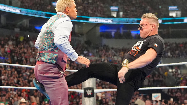 Pat McAfree kicks Cody Rhodes in the nuts on "WWE SmackDown"