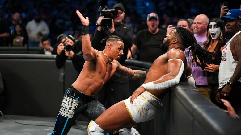 Carmelo Hayes chops Trick Williams on "WWE SmackDown"