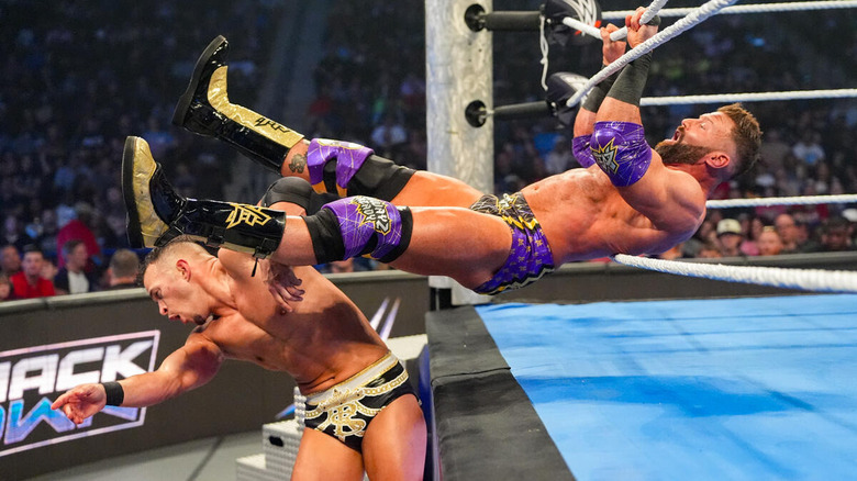 Matt Cardona kicks Ricky Saints on "WWE SmackDown"