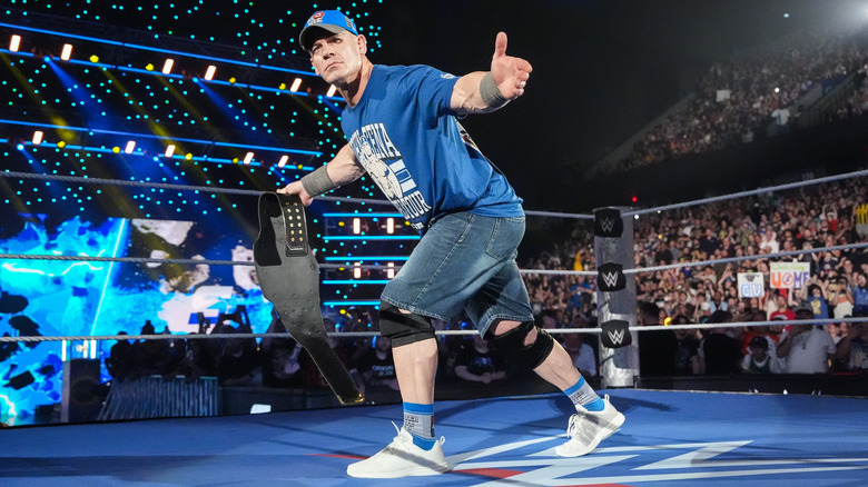 John Cena takes a bow in the ring on "WWE SmackDown"