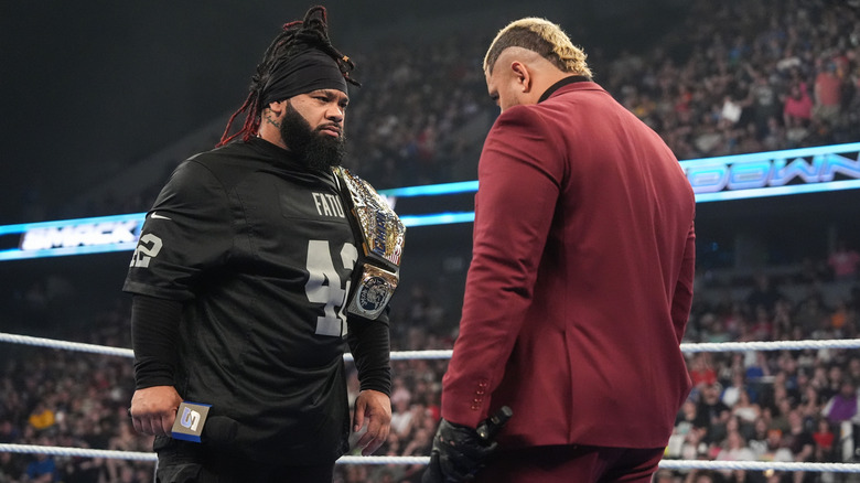 Jacob Fatu and Solo Sikoa confront one another