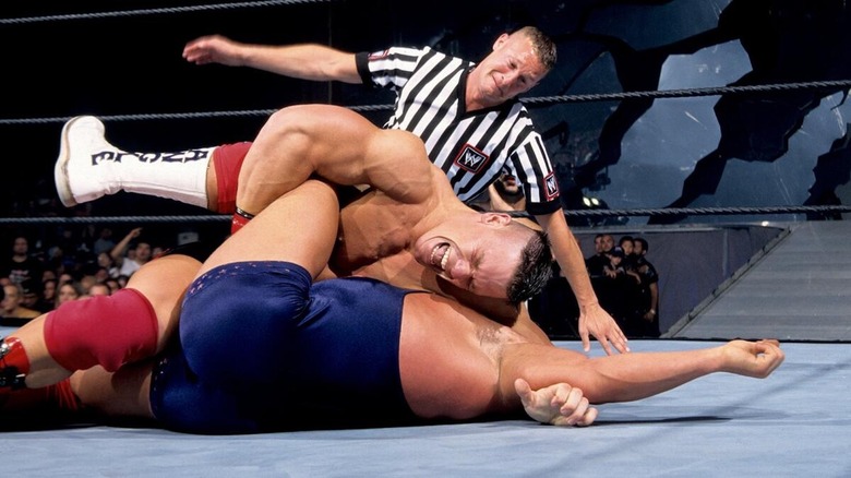 John Cena goes for a cover on Kurt Angle on "WWE SmackDown"