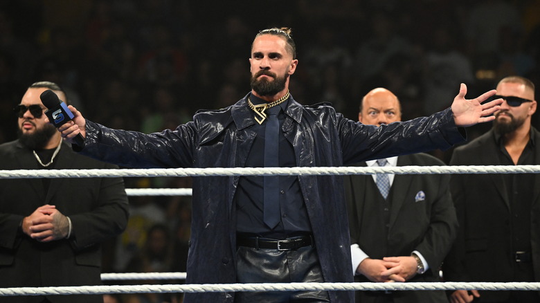 Seth Rollins poses for an in ring portrait during SmackDown at Dignity Health Arena on June 6, 2025 in Bakersfield, California.