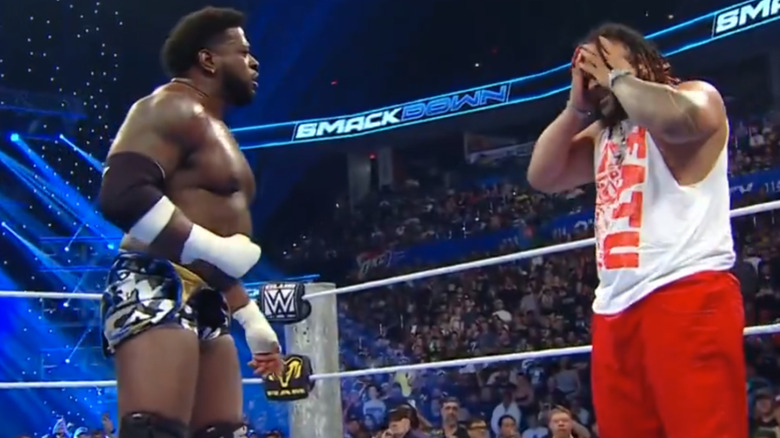 Royce Keys and Jacob Fatu in the ring