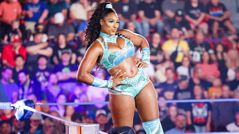 Lash Legend poses on "WWE SmackDown"